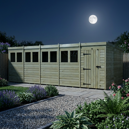 20 x 10 Pent Shed (Single Door, With Windows) - view 6