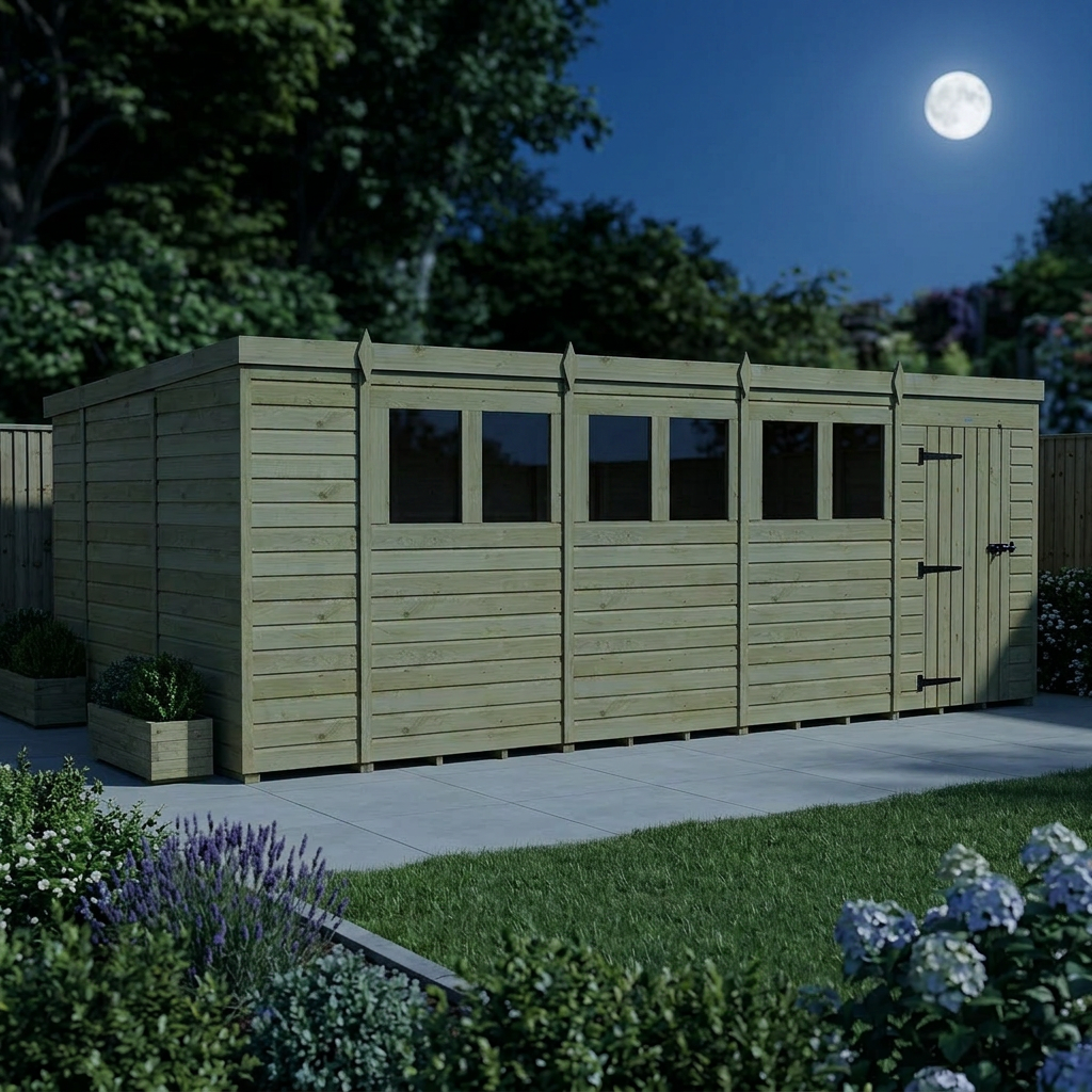 18 x 10 Pent Shed (Single Door, With Windows) - view 3
