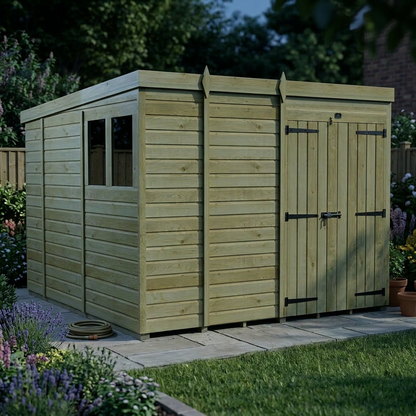 9 x 10 Pent Shed (Double Door, With Windows) - view 3