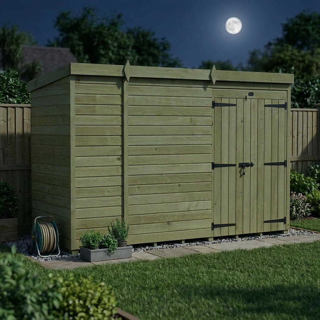11 x 4 Pent Shed (Double Door, No Windows) - view 5