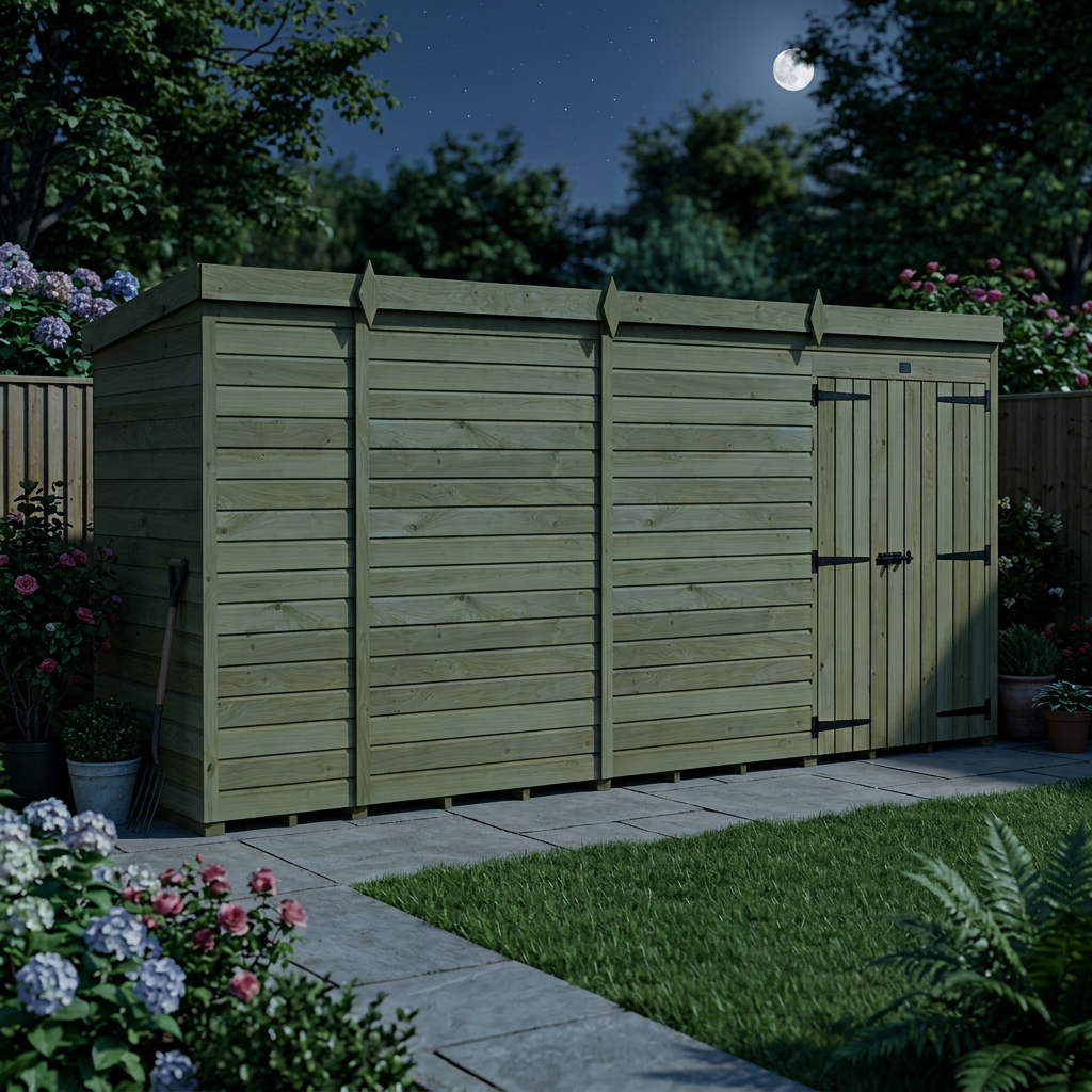 13 x 4 Pent Shed (Double Door, No Windows) - view 5