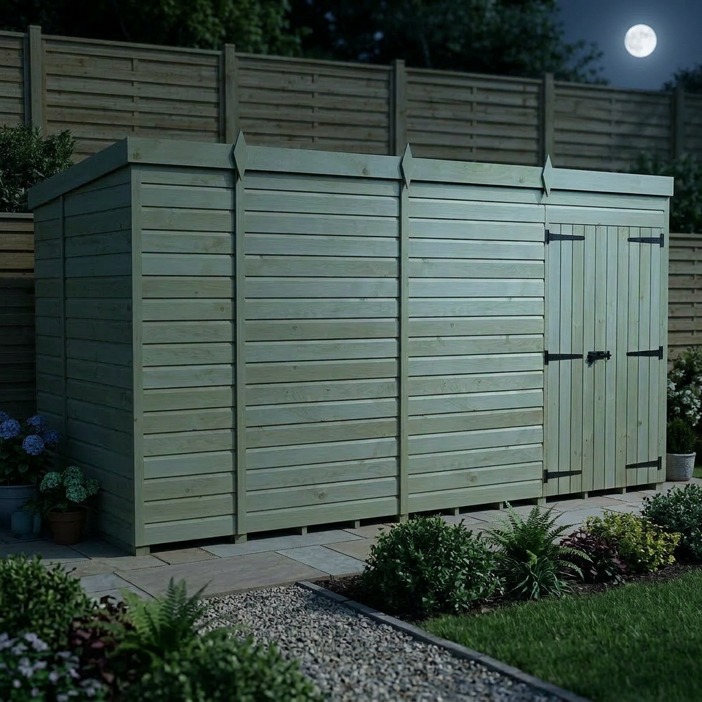 14 x 5 Pent Shed (Double Door, No Windows) - view 6