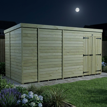 13 x 5 Pent Shed (Double Door, No Windows) - view 5