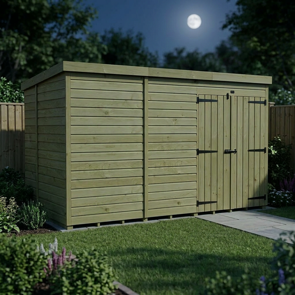 12 x 6 Pent Shed (Double Door, No Windows) - view 4