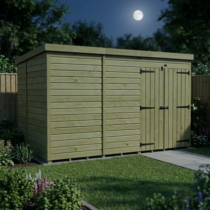 12 x 6 Pent Shed (Double Door, No Windows) - view 4