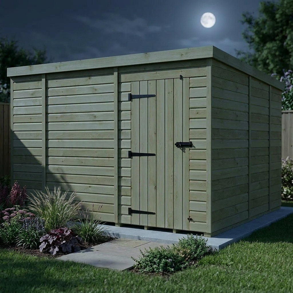 10 x 9 Pent Shed (Single Door, No Windows) - view 3