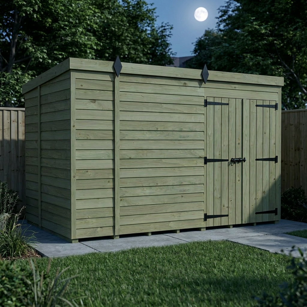 17 x 5 Pent Shed (Double Door, No Windows) - view 5
