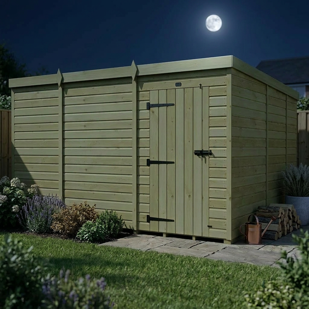 11 x 9 Pent Shed (Single Door, No Windows) - view 4