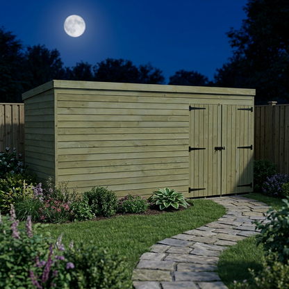 18 x 5 Pent Shed (Double Door, No Windows) - view 4