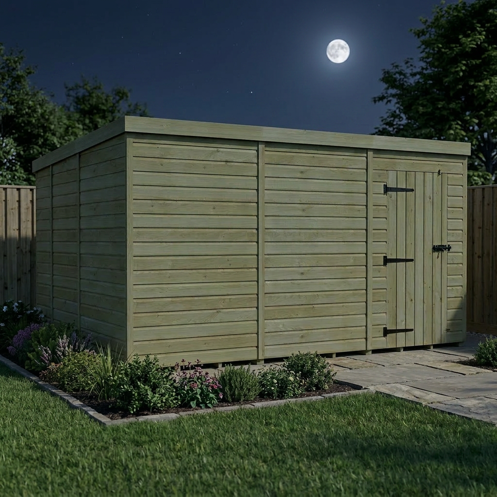 12 x 9 Pent Shed (Single Door, No Windows) - view 5