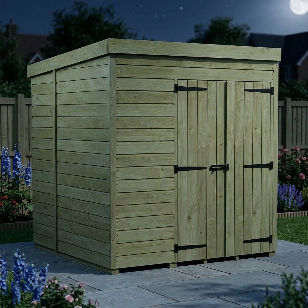 6 x 6 Pent Shed (Double Door, No Windows) - view 4