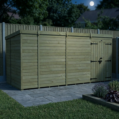 14 x 6 Pent Shed (Double Door, No Windows) - view 6