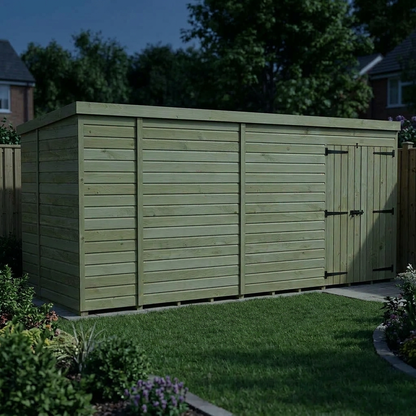 17 x 6 Pent Shed (Double Door, No Windows) - view 6