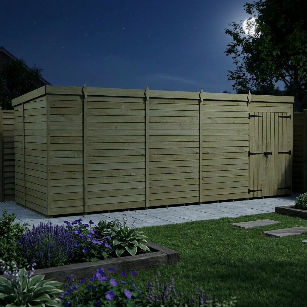 18 x 6 Pent Shed (Double Door, No Windows) - view 6