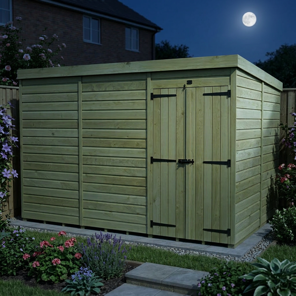 12 x 7 Pent Shed (Double Door, No Windows) - view 5
