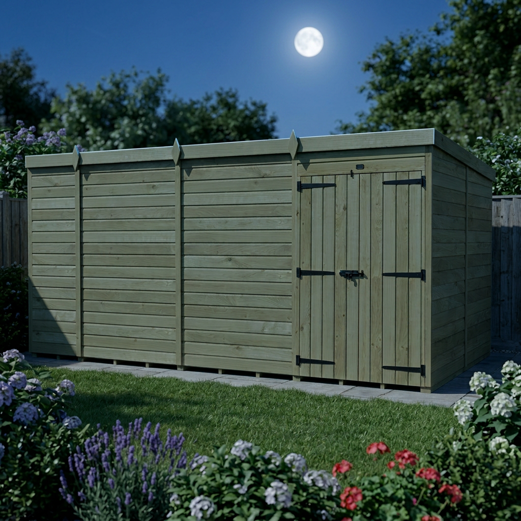 13 x 7 Pent Shed (Double Door, No Windows) - view 5