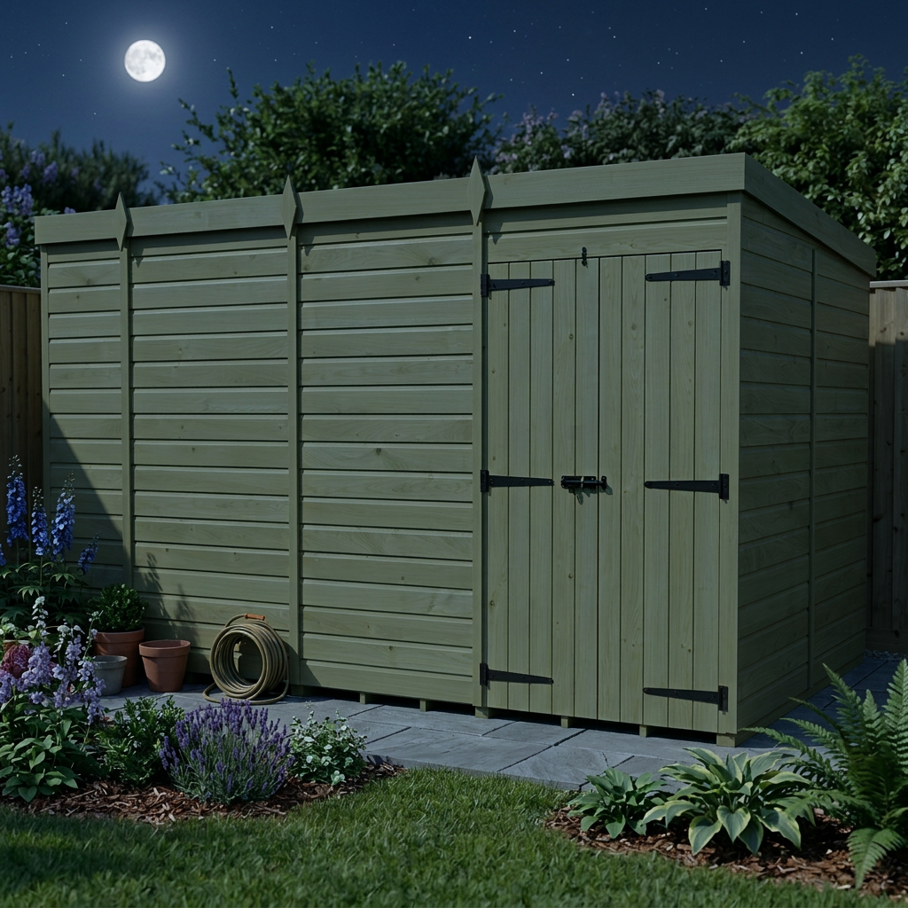 15 x 7 Pent Shed (Double Door, No Windows) - view 4