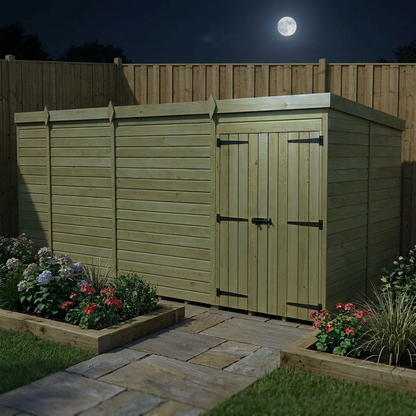17 x 7 Pent Shed (Double Door, No Windows) - view 4
