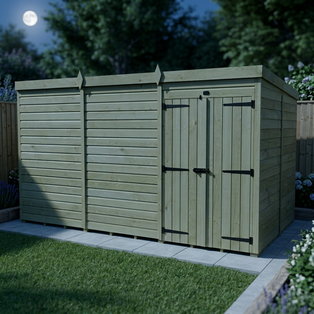 16 x 7 Pent Shed (Double Door, No Windows) - view 4