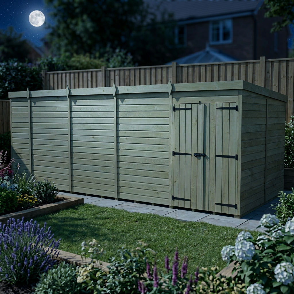 18 x 7 Pent Shed (Double Door, No Windows) - view 5