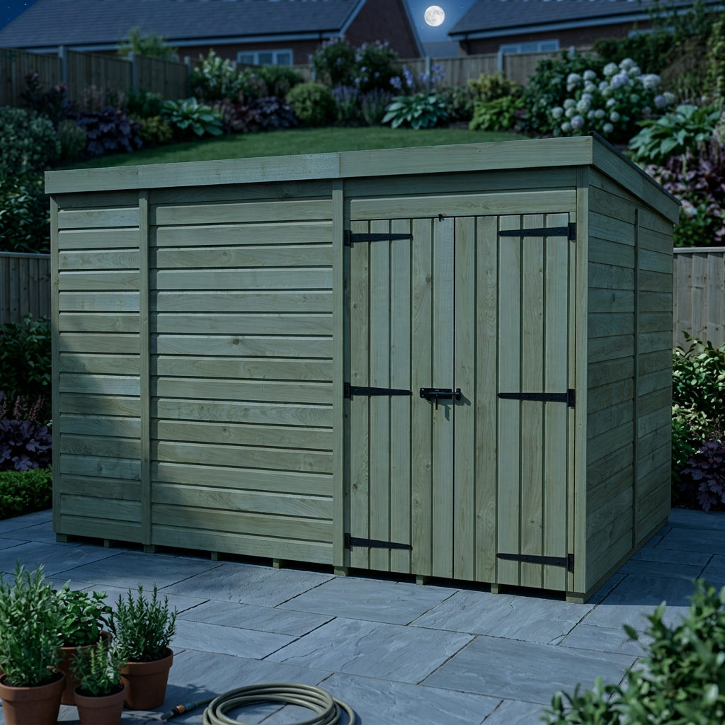 10 x 7 Pent Shed (Double Door, No Windows) - view 5