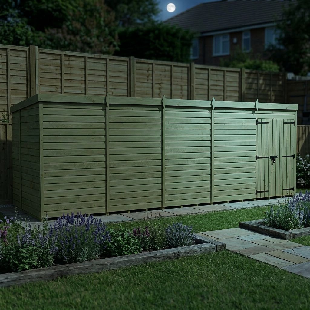 20 x 6 Pent Shed (Double Door, No Windows) - view 5