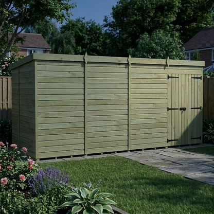 15 x 6 Pent Shed (Double Door, No Windows) - view 5