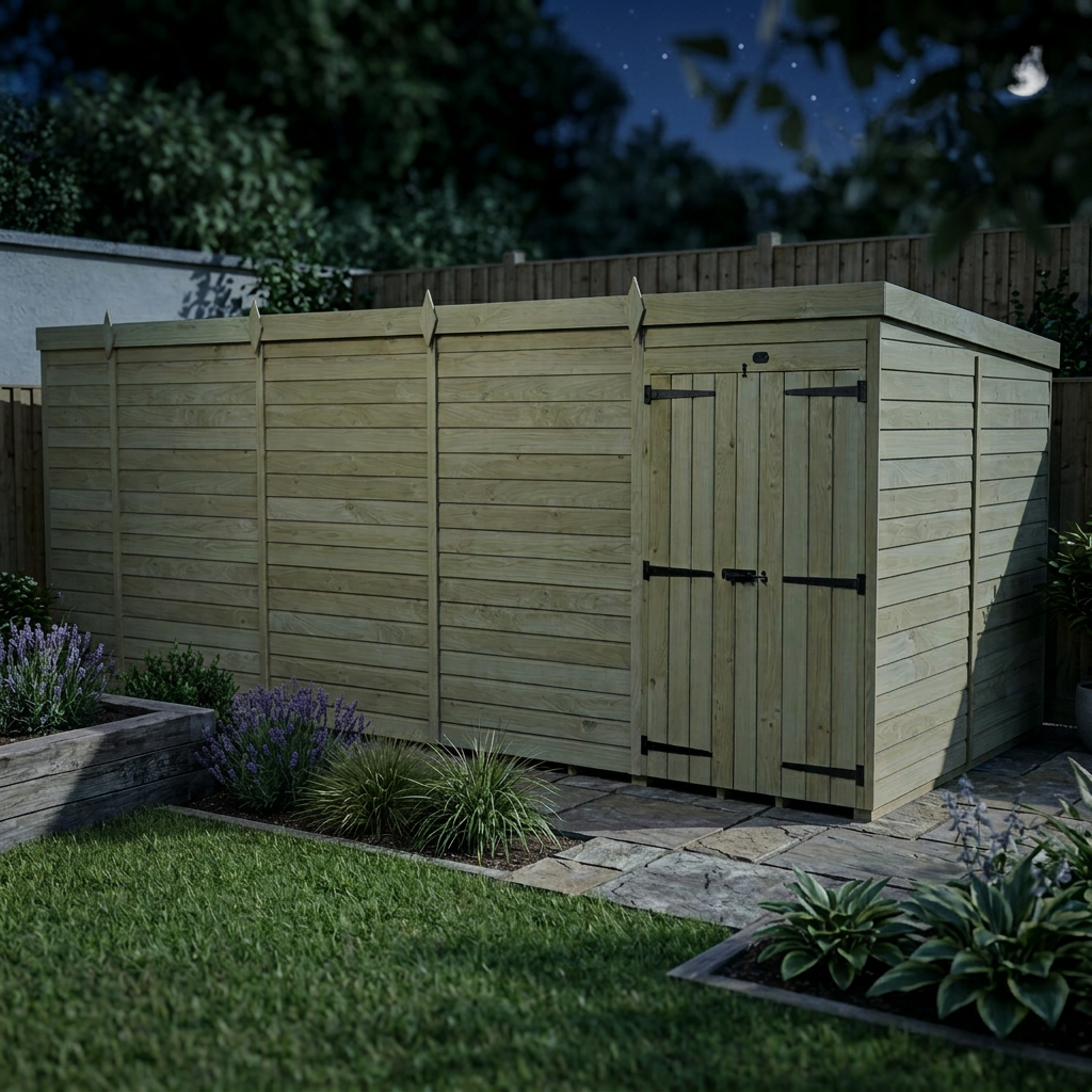 18 x 8 Pent Shed (Double Door, No Windows) - view 5