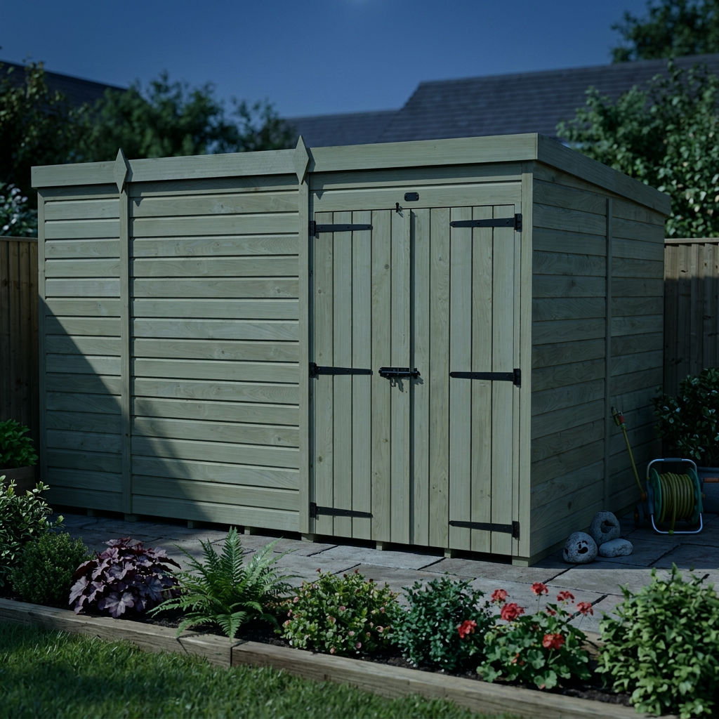 9 x 8 Pent Shed (Double Door, No Windows) - view 5