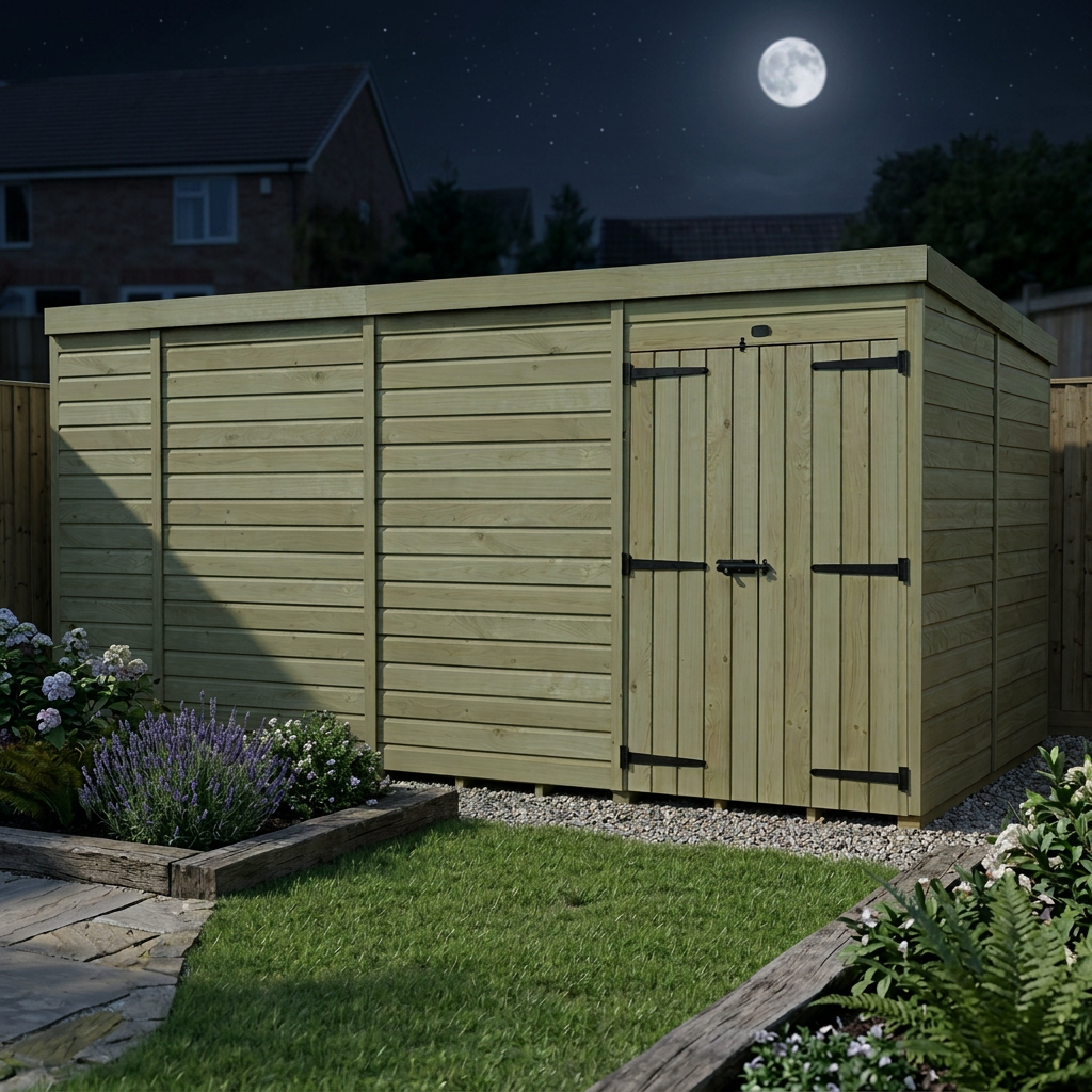 13 x 8 Pent Shed (Double Door, No Windows) - view 5