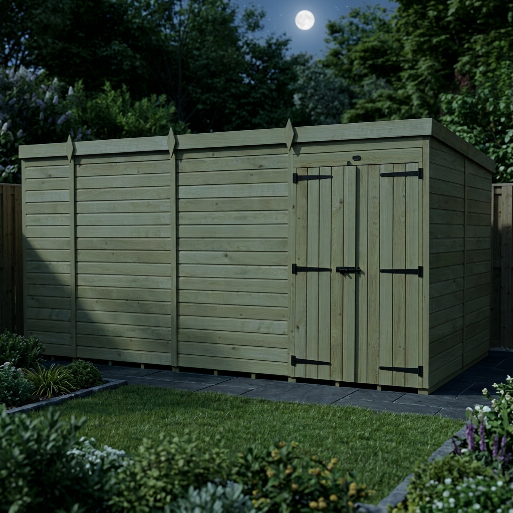 15 x 8 Pent Shed (Double Door, No Windows) - view 5