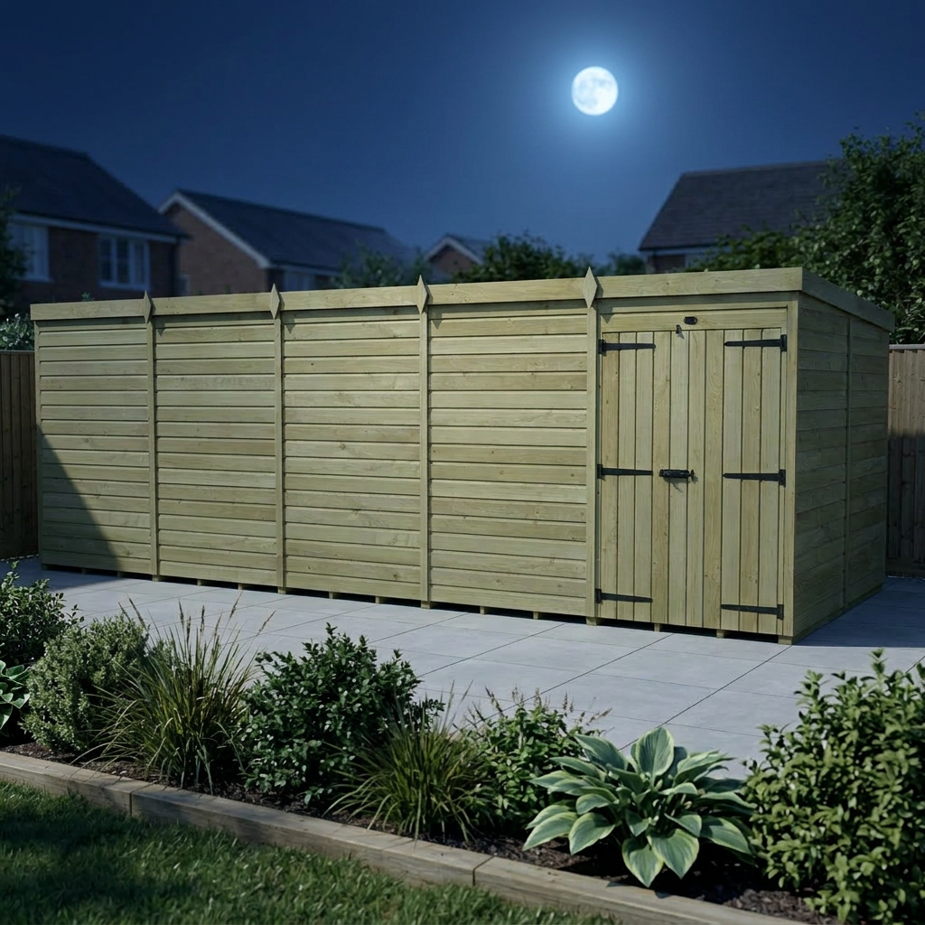 20 x 8 Pent Shed (Double Door, No Windows) - view 5