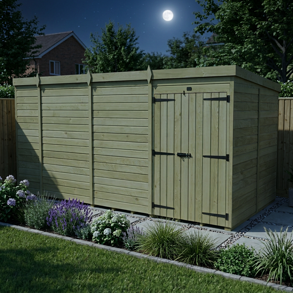 17 x 8 Pent Shed (Double Door, No Windows) - view 5