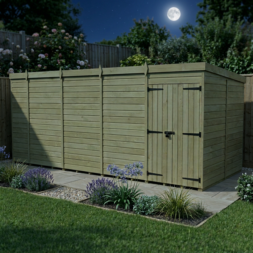 19 x 8 Pent Shed (Double Door, No Windows) - view 5