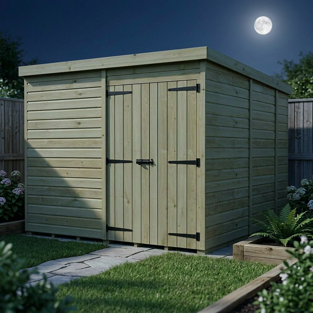8 x 9 Pent Shed (Double Door, No Windows) - view 4