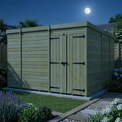 10 x 9 Pent Shed (Double Door, No Windows) - view 2