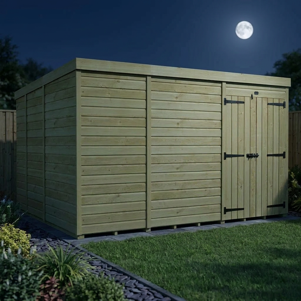 11 x 9 Pent Shed (Double Door, No Windows) - view 2