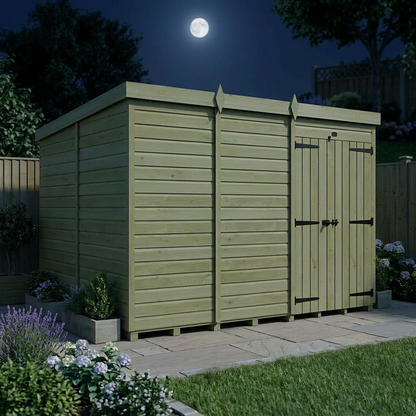 12 x 9 Pent Shed (Double Door, No Windows) - view 3