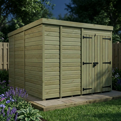 9 x 9 Pent Shed (Double Door, No Windows) - view 4