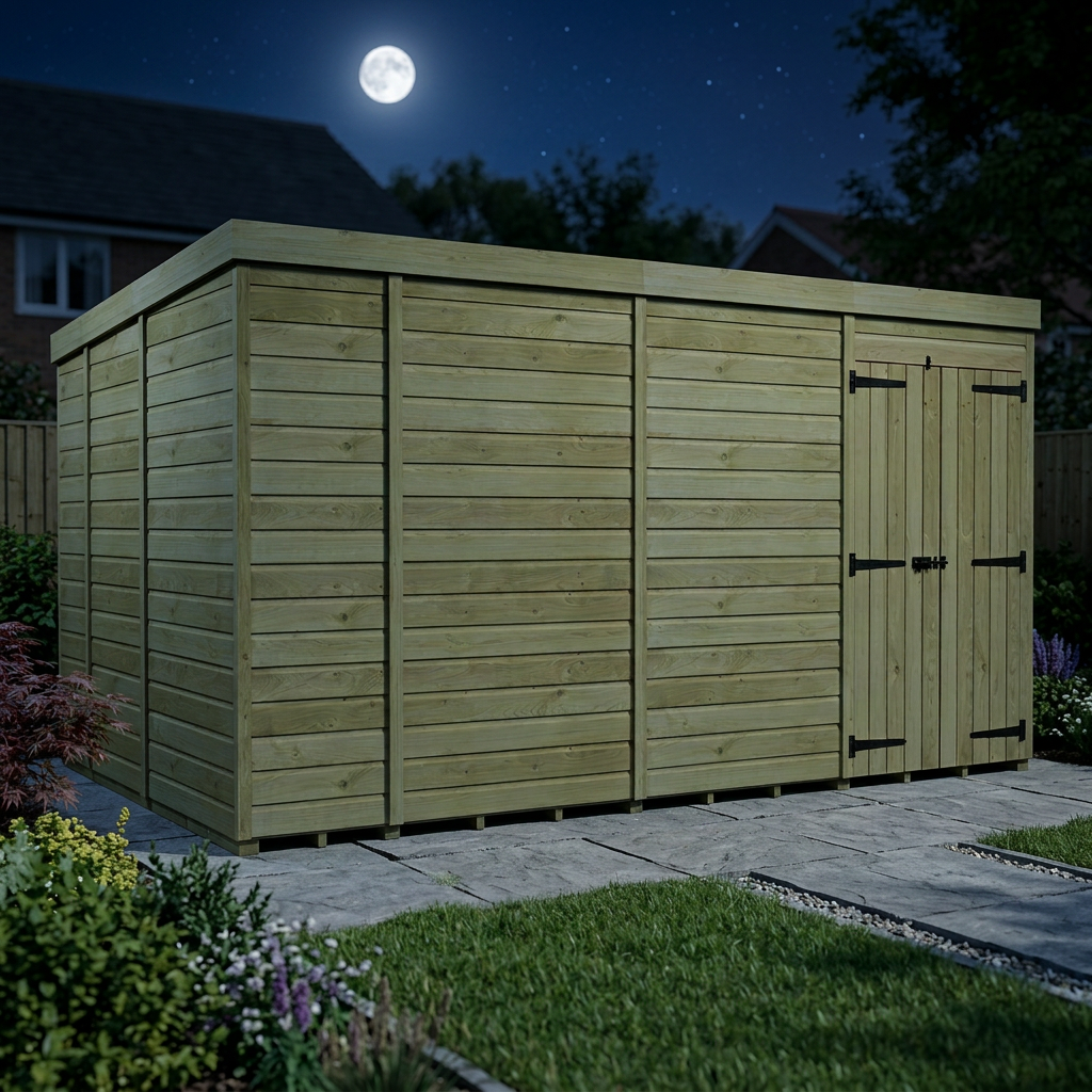 14 x 9 Pent Shed (Double Door, No Windows) - view 4