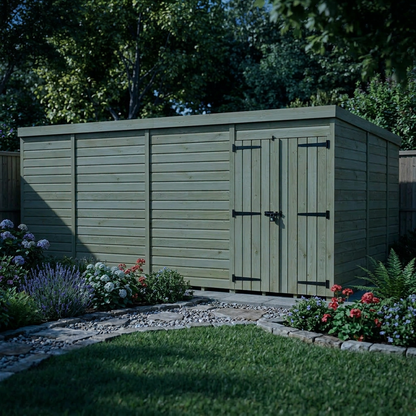 15 x 9 Pent Shed (Double Door, No Windows) - view 4