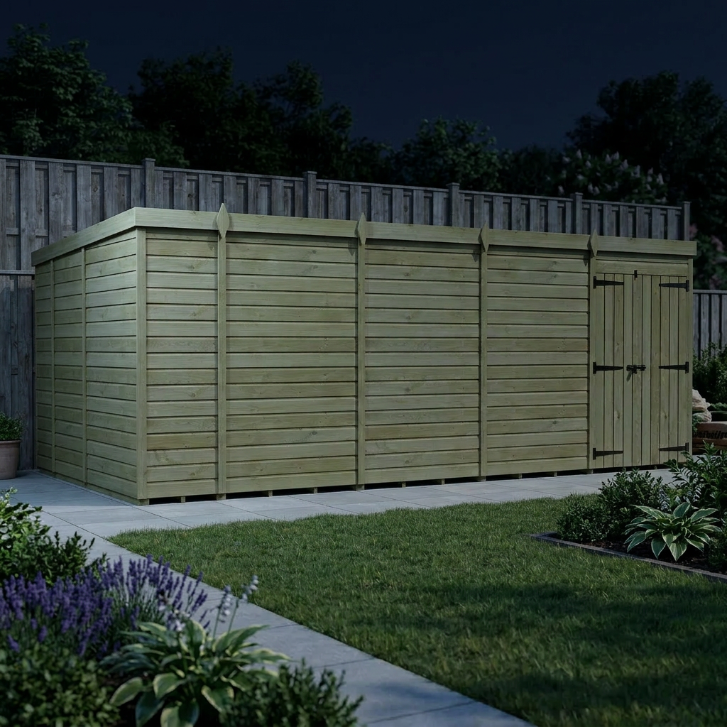 18 x 9 Pent Shed (Double Door, No Windows) - view 3