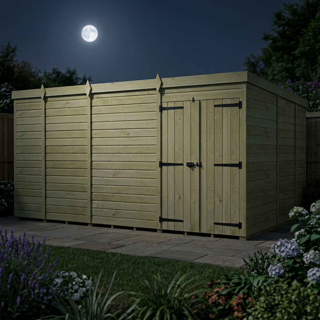 13 x 9 Pent Shed (Double Door, No Windows) - view 4