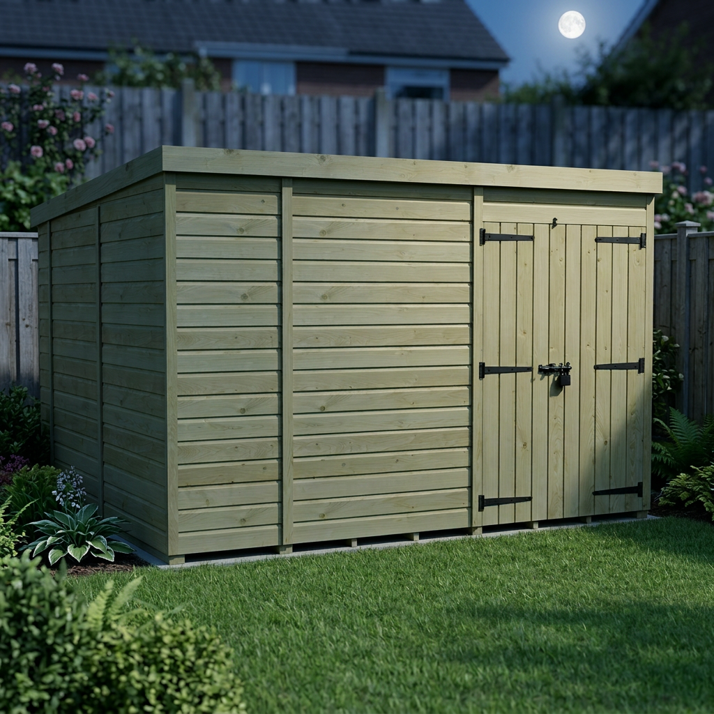 10 x 10 Pent Shed (Double Door, No Windows) - view 4