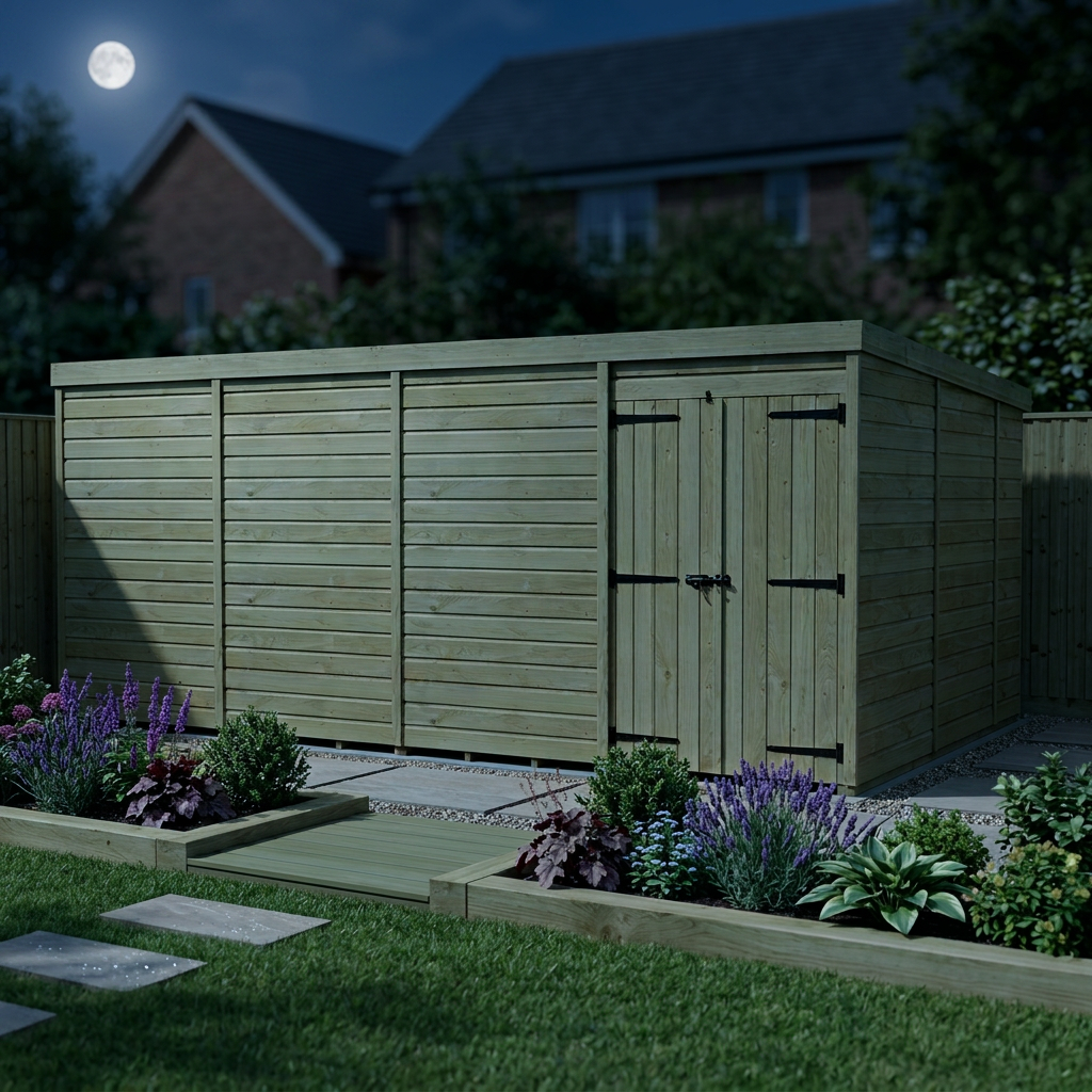 16 x 10 Pent Shed (Double Door, No Windows) - view 4
