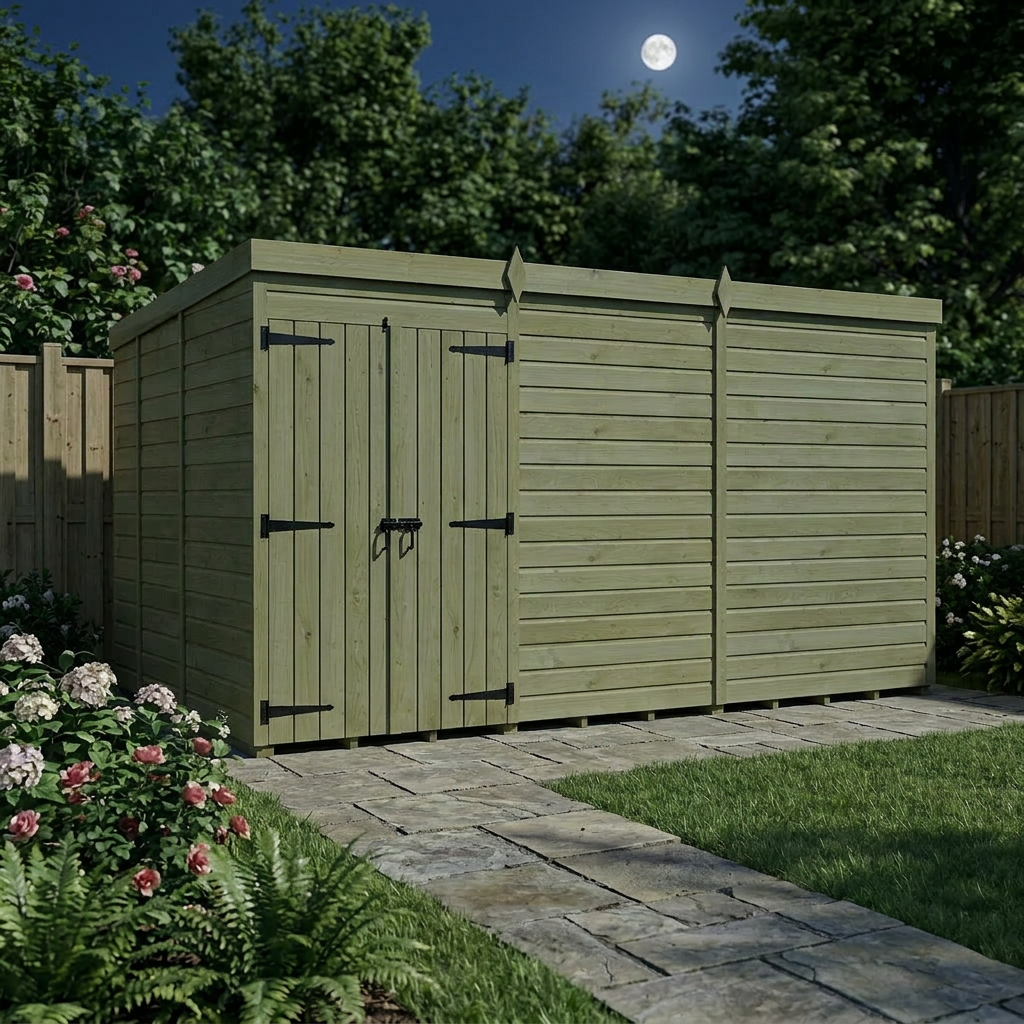 16 x 9 Pent Shed (Double Door, No Windows) - view 4