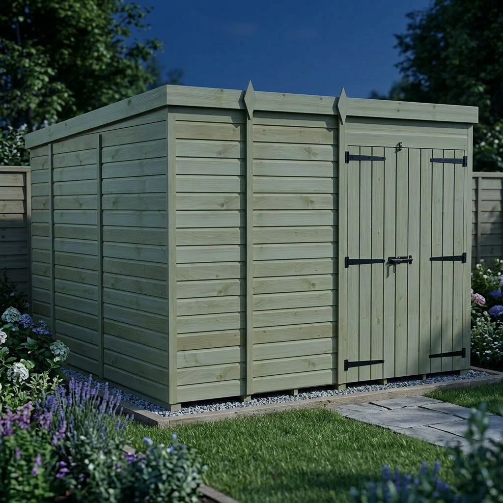 9 x 10 Pent Shed (Double Door, No Windows) - view 3