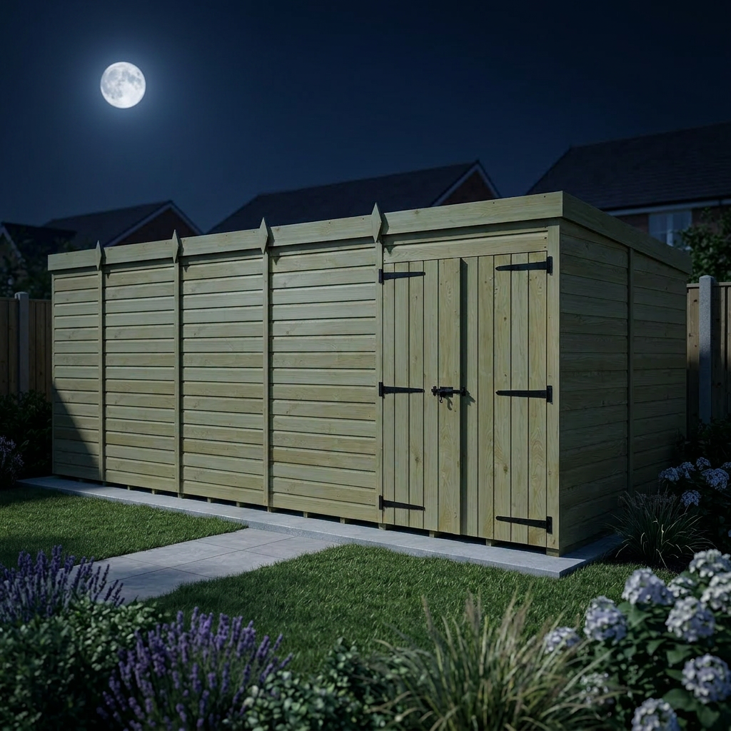19 x 10 Pent Shed (Double Door, No Windows) - view 4