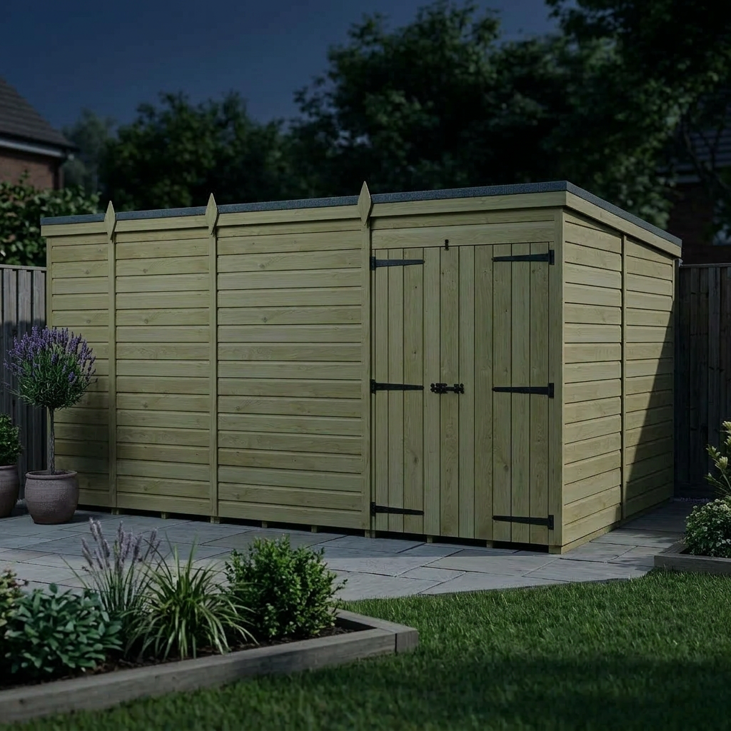 13 x 10 Pent Shed (Double Door, No Windows) - view 4