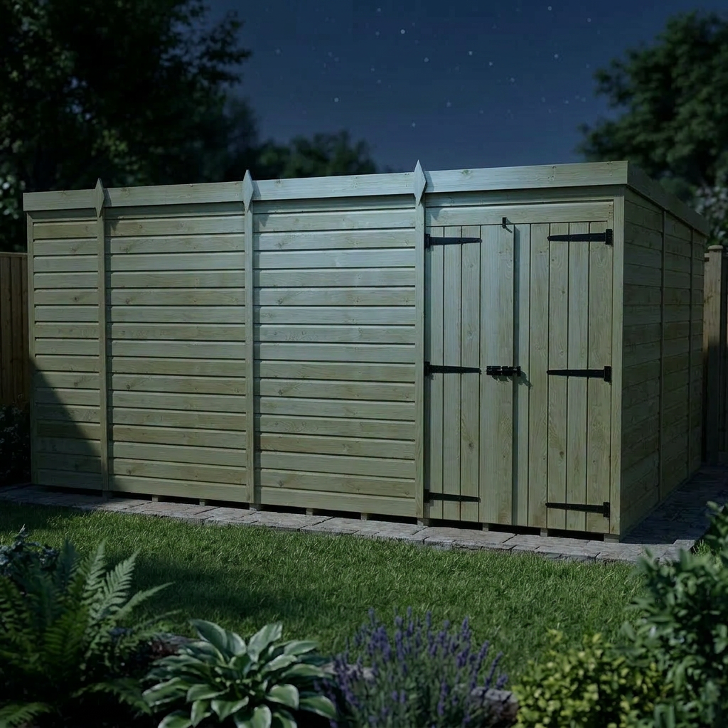 14 x 10 Pent Shed (Double Door, No Windows) - view 4